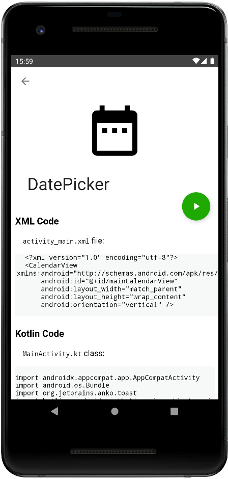 sélecteur de date Android kotlin